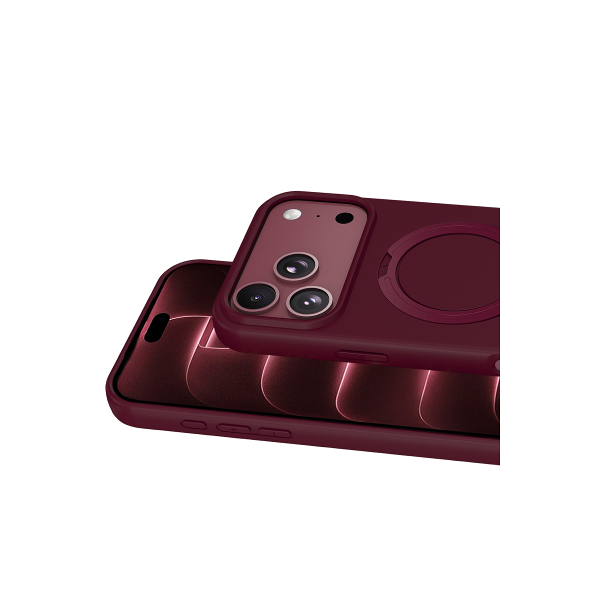 Apple iPhone 18 Pro Regal Magsafe Standlı Kapak - Bordo