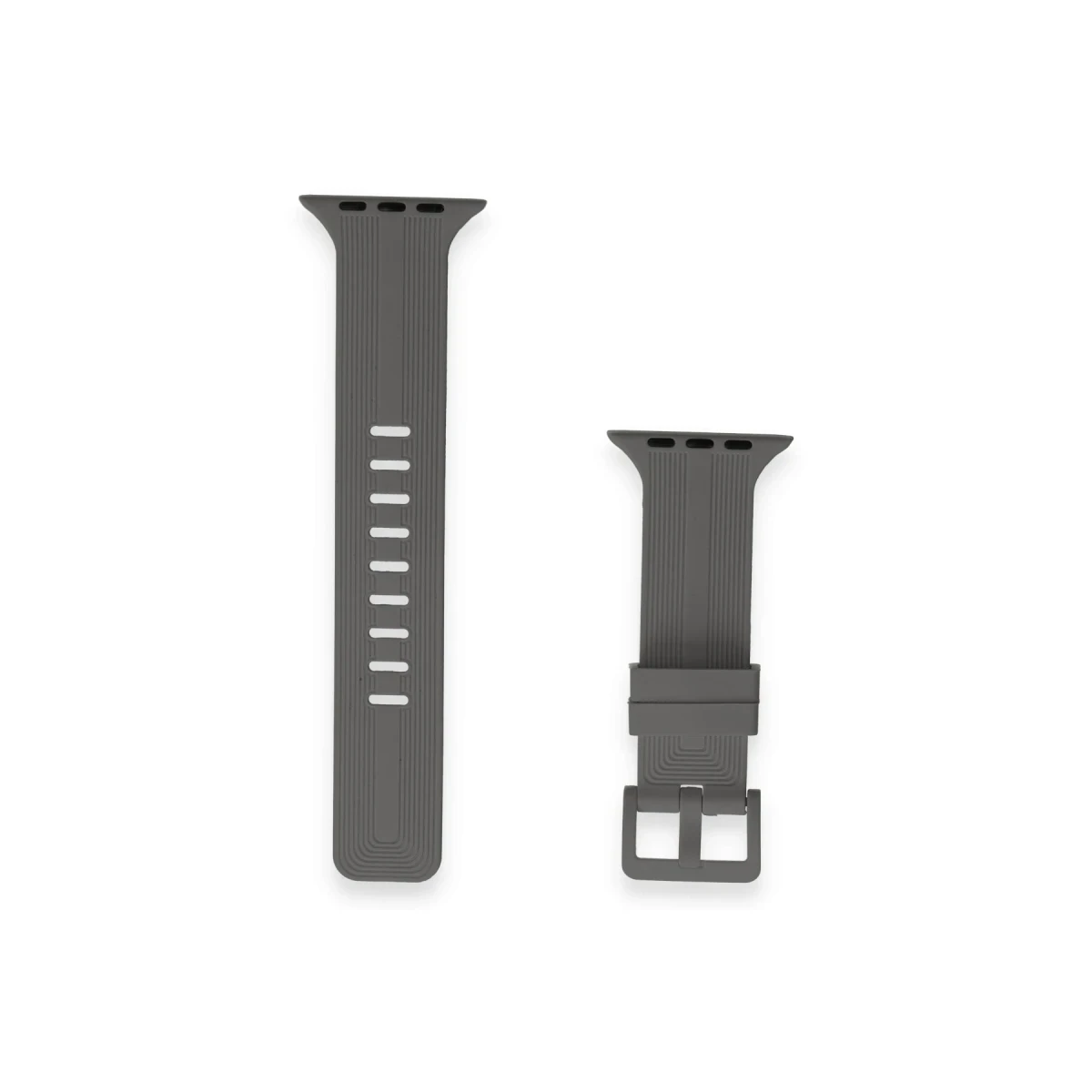 Apple Watch 38mm KR408 Çizgili Silikon Kordon - Koyu Gri