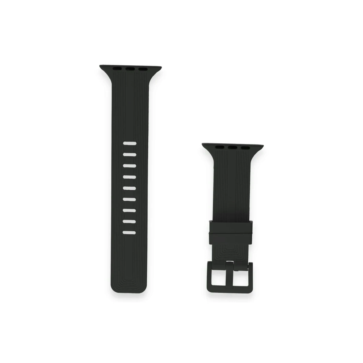 Apple Watch 38mm KR408 Çizgili Silikon Kordon - Siyah