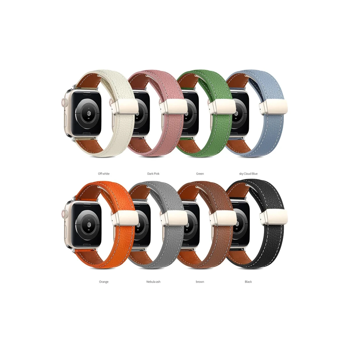 Apple Watch 38mm KR414 Daks Deri Kordon - Siyah