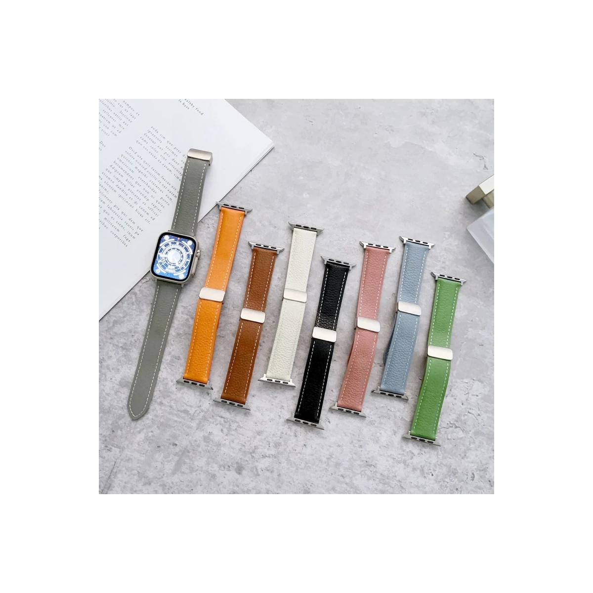 Apple Watch 38mm KR414 Daks Deri Kordon - Siyah