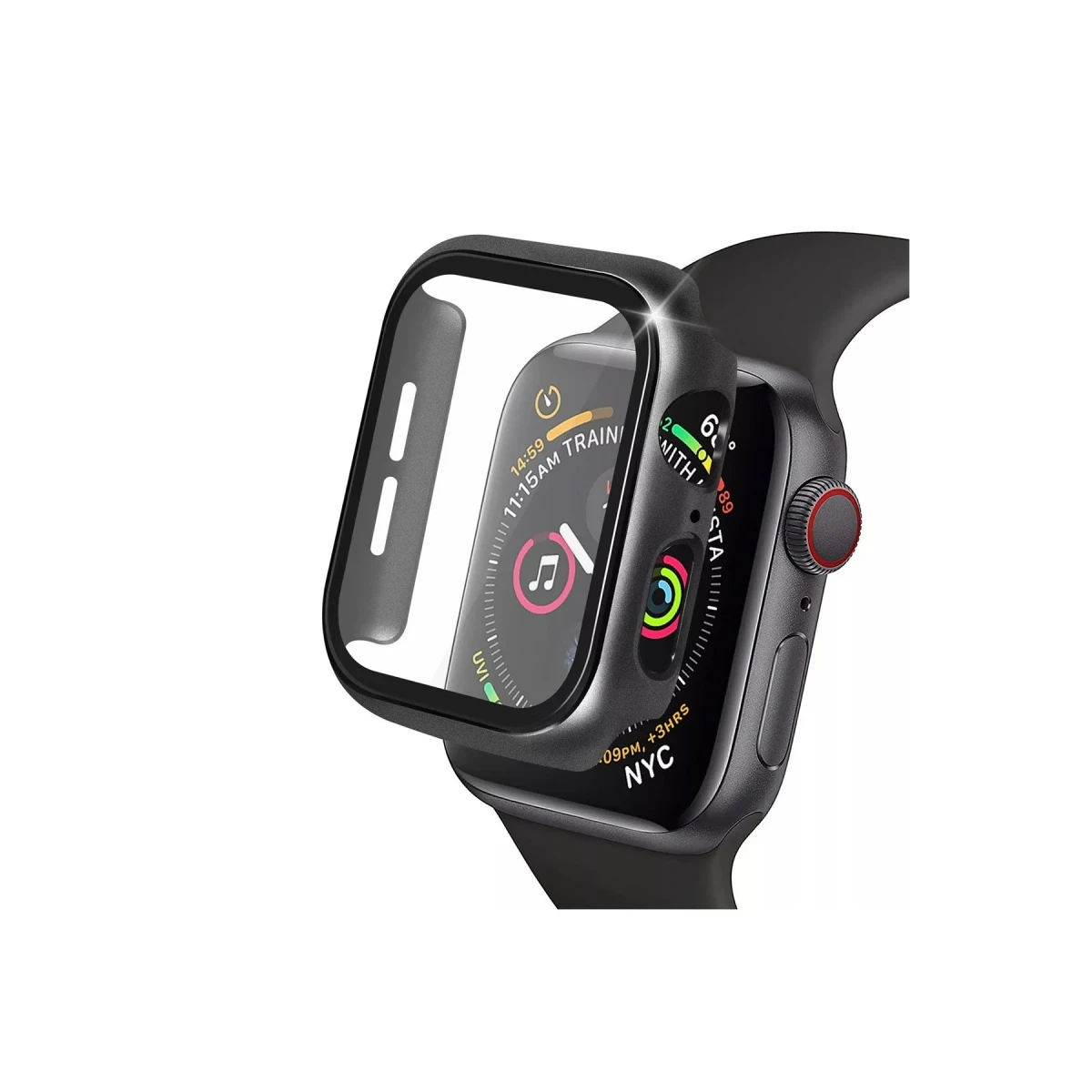 Apple Watch 41mm Camlı Kasa Ekran Koruyucu - Siyah