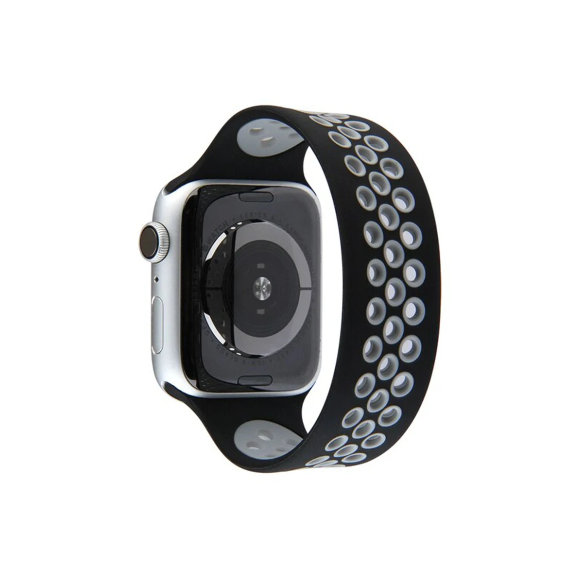 Apple Watch 42mm Ayarlı Delikli Silikon Kordon - Siyah-Gri