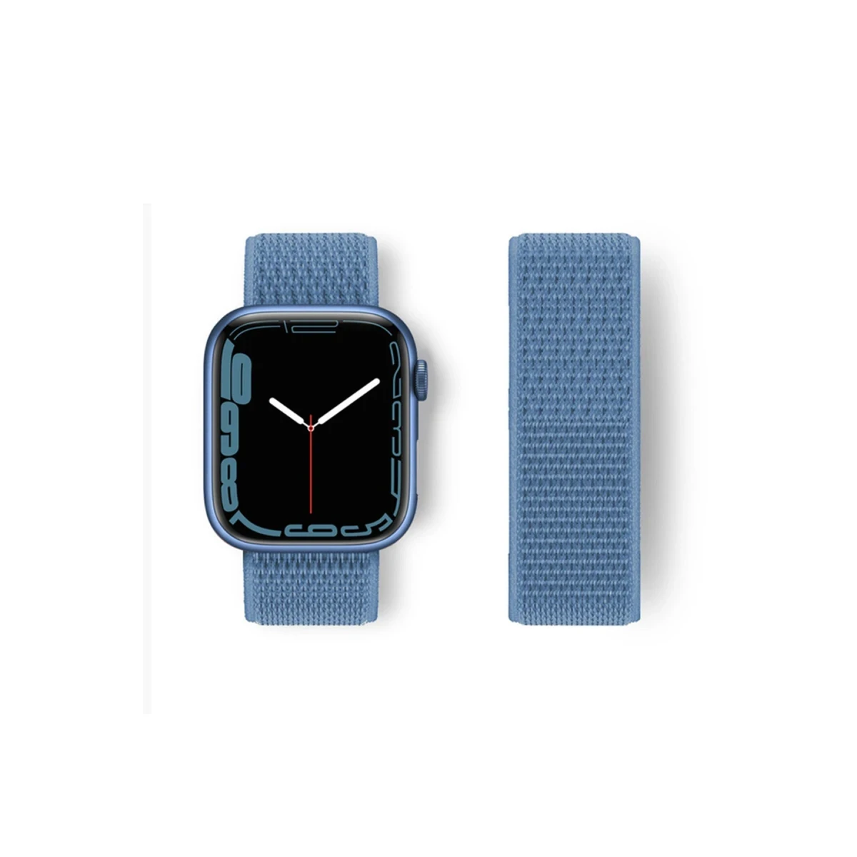 Apple Watch 42mm Hasırlı Cırtcırtlı Kordon - Mavi