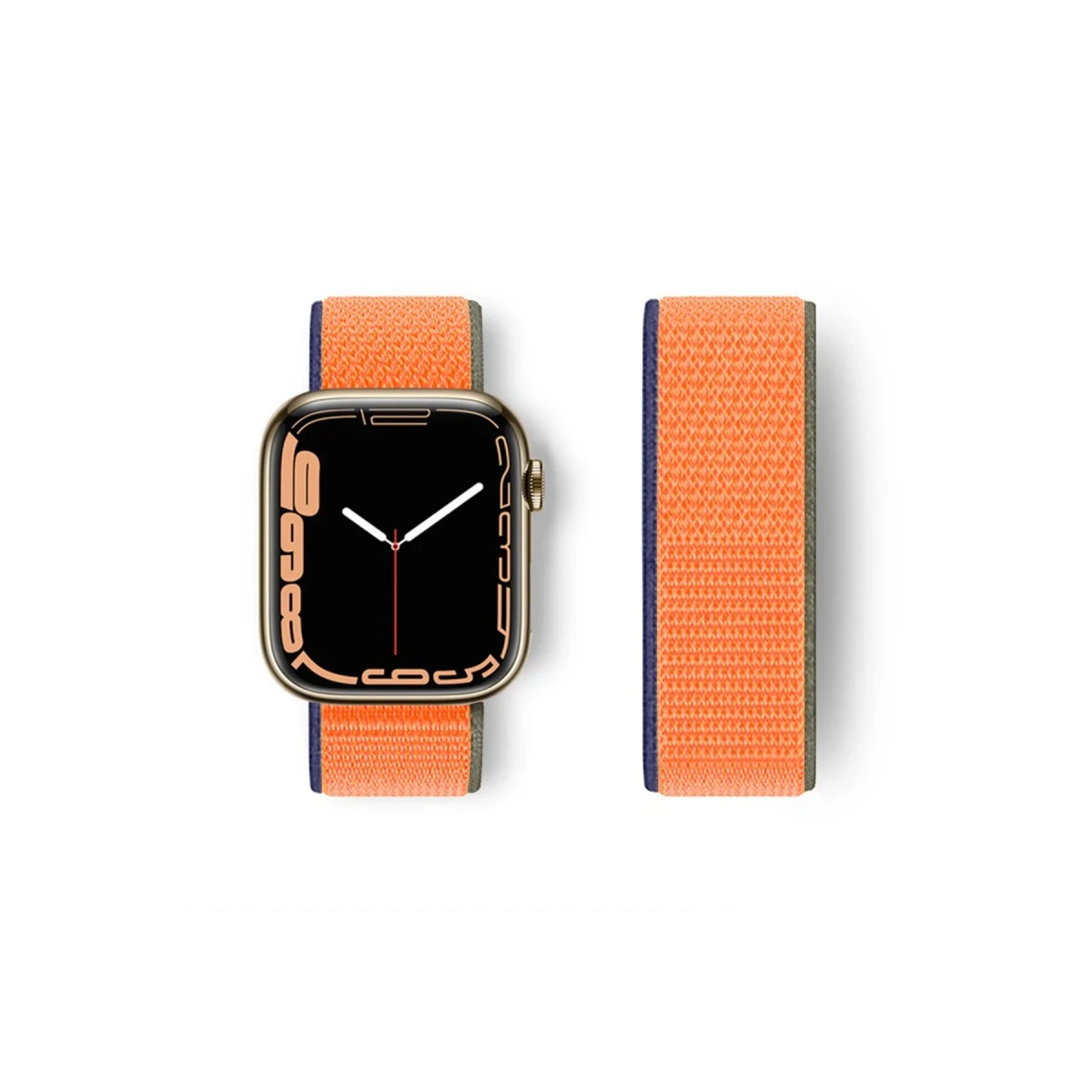 Apple Watch 42mm Hasırlı Cırtcırtlı Kordon - Turuncu