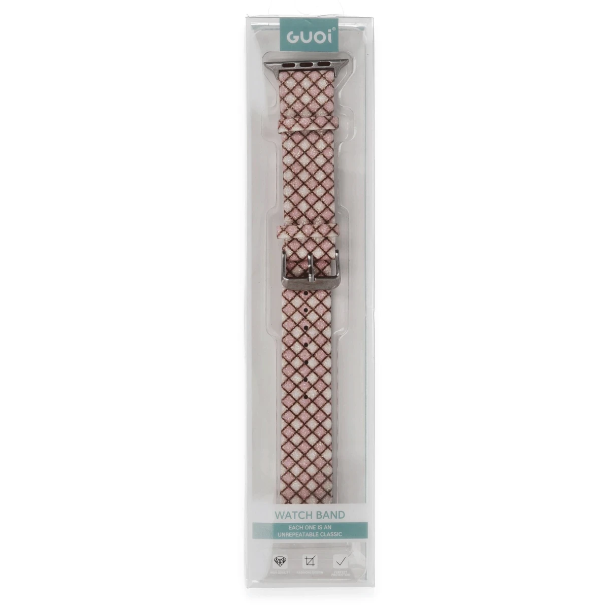 Apple Watch 42mm Karo Motif Kordon - Pembe