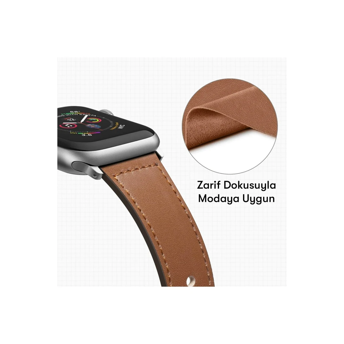 Apple Watch 42mm KR415 Luaz Deri Kordon - Turuncu