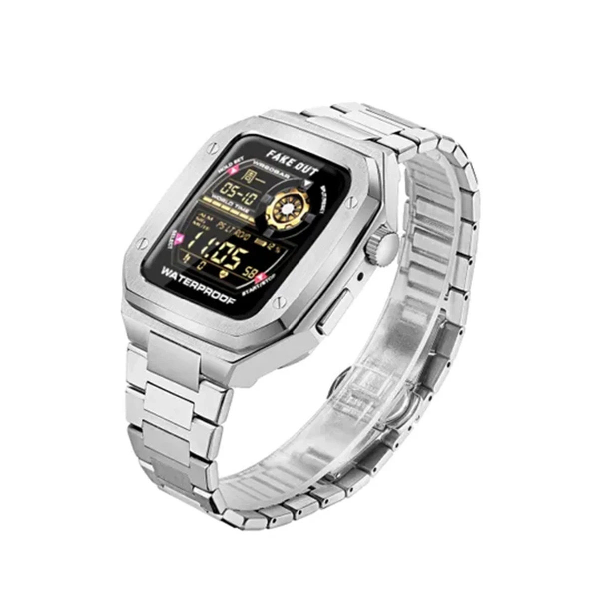Apple Watch 45mm Metal Petek Kasalı Kordon - Gümüş