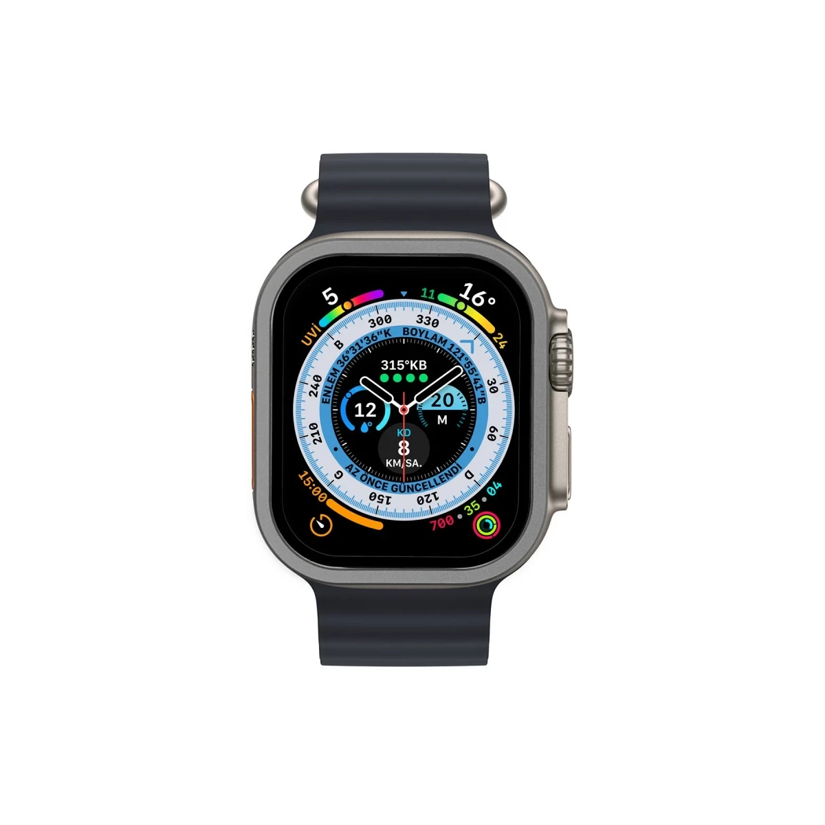 Apple Watch Ultra 49mm Alüminyum Kasa Cam Ekran Koruyucu - Gri