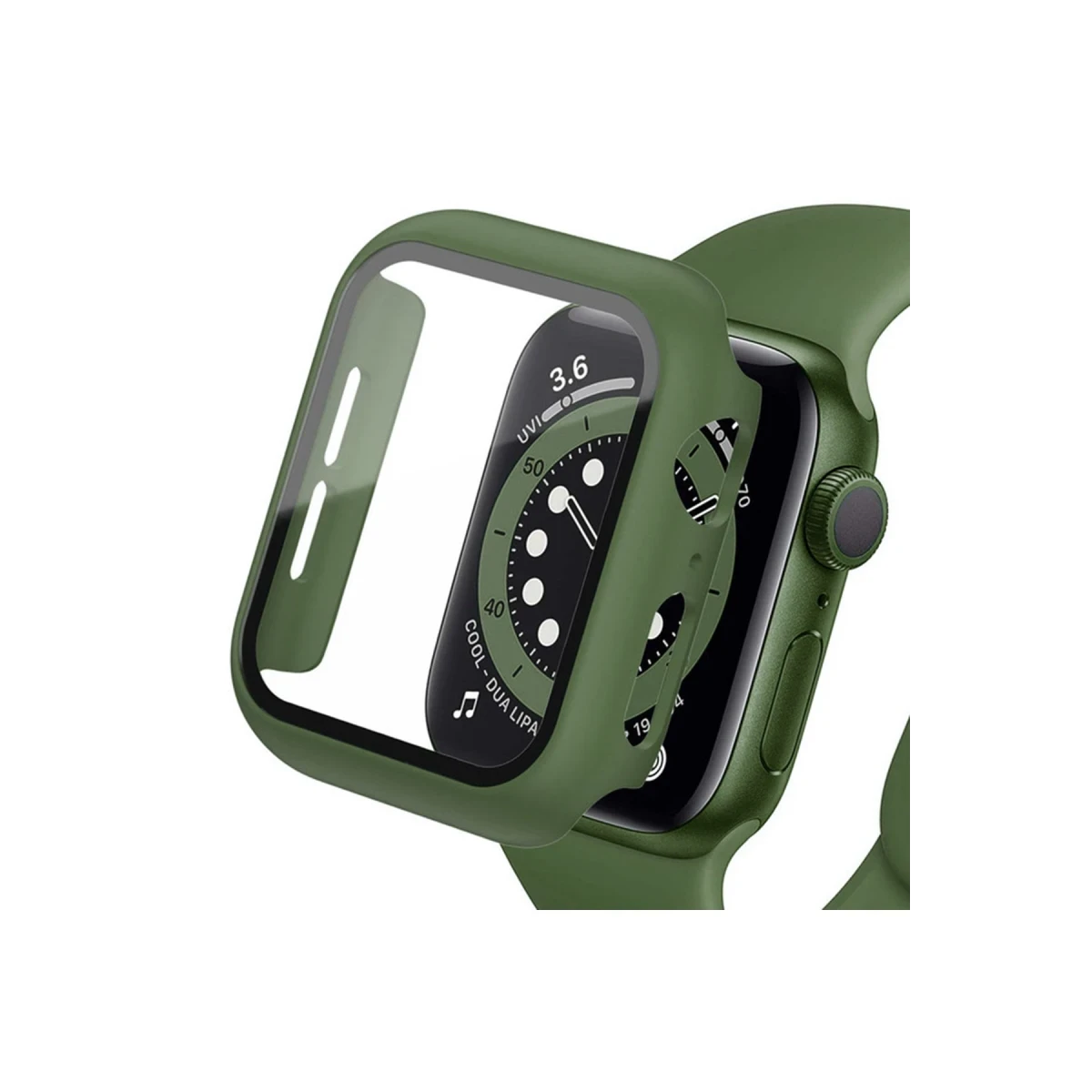 Apple Watch Ultra 49mm Camlı Kasa Ekran Koruyucu - Koyu Yeşil