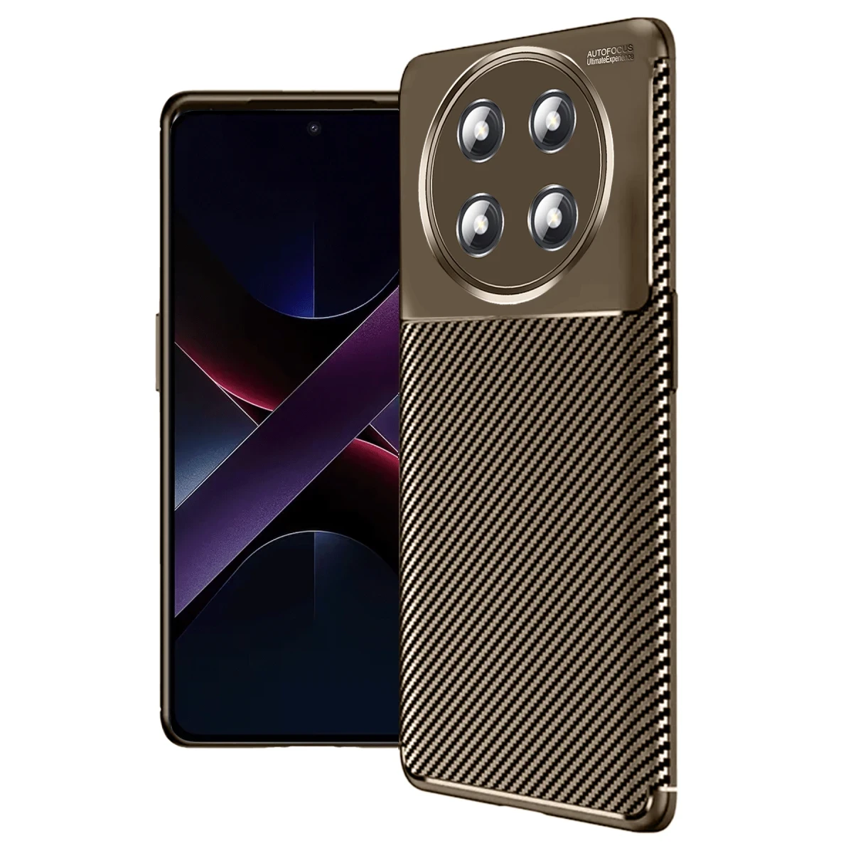 Honor Magic 7 Lite Kılıf Auto Focus Karbon Kapak - Kahverengi