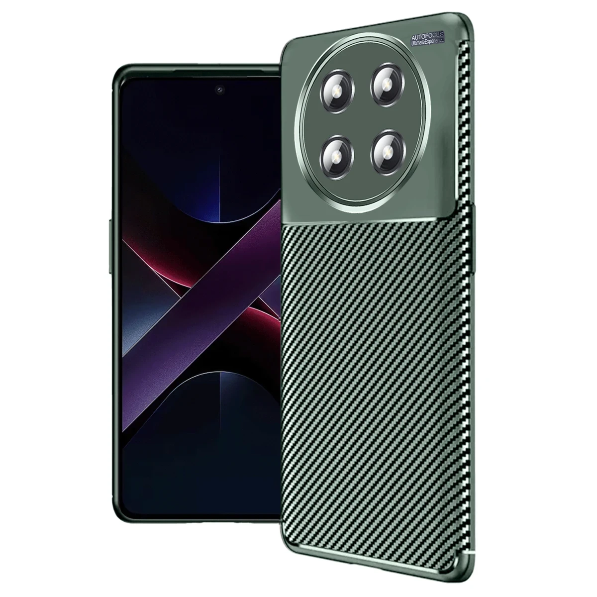 Honor Magic 7 Lite Kılıf Auto Focus Karbon Kapak - Koyu Yeşil
