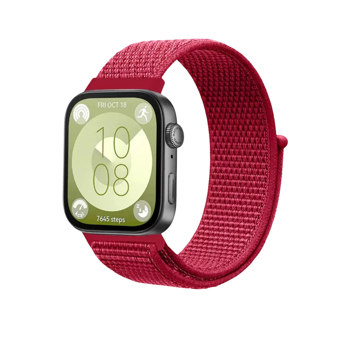 Huawei Fit 4 Hasırlı Cırtcırtlı Kordon - Kırmızı