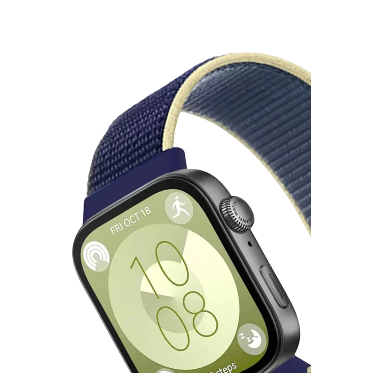 Huawei Fit 4 Hasırlı Cırtcırtlı Kordon - Sarı-Lacivert