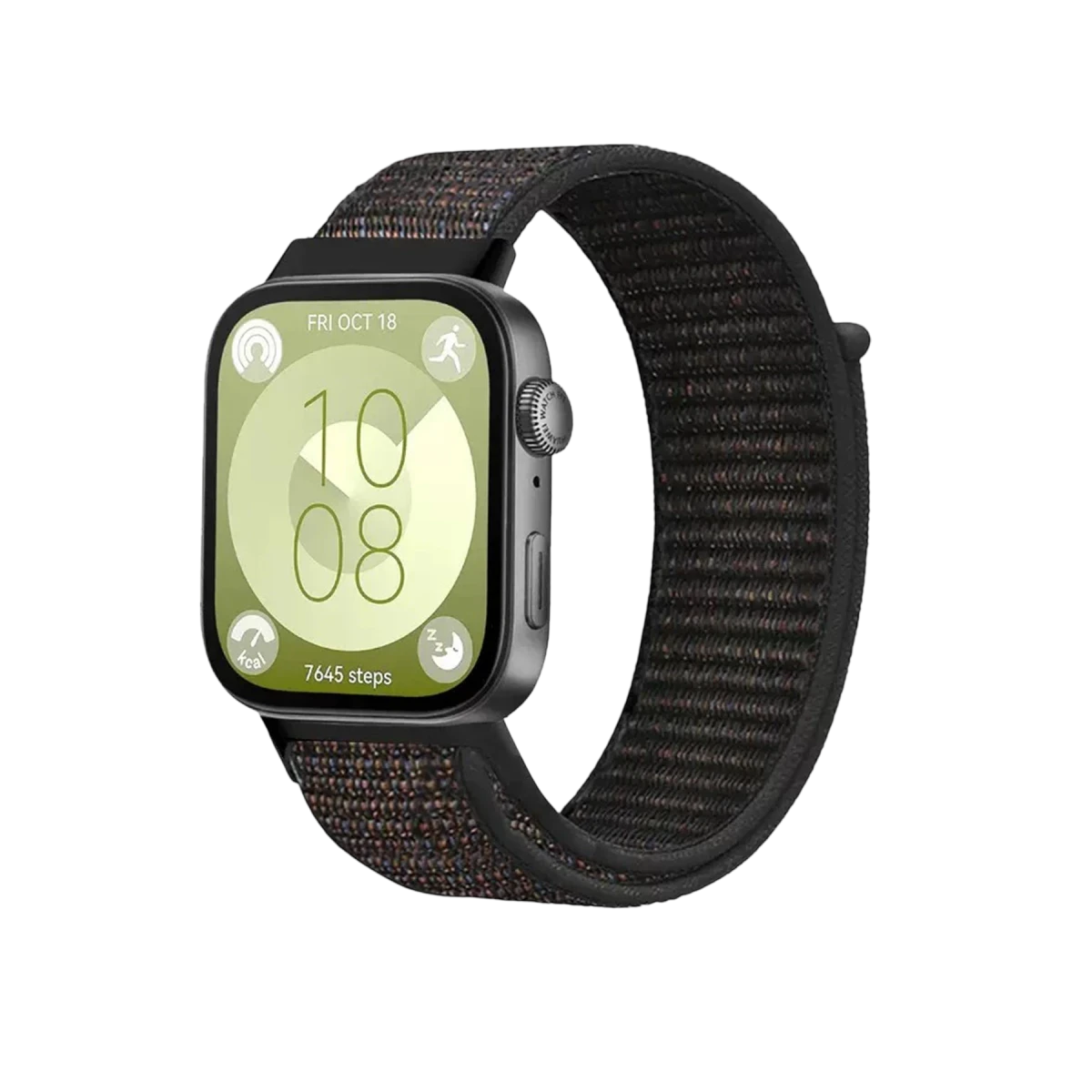 Huawei Fit 4 Hasırlı Cırtcırtlı Kordon - Siyah