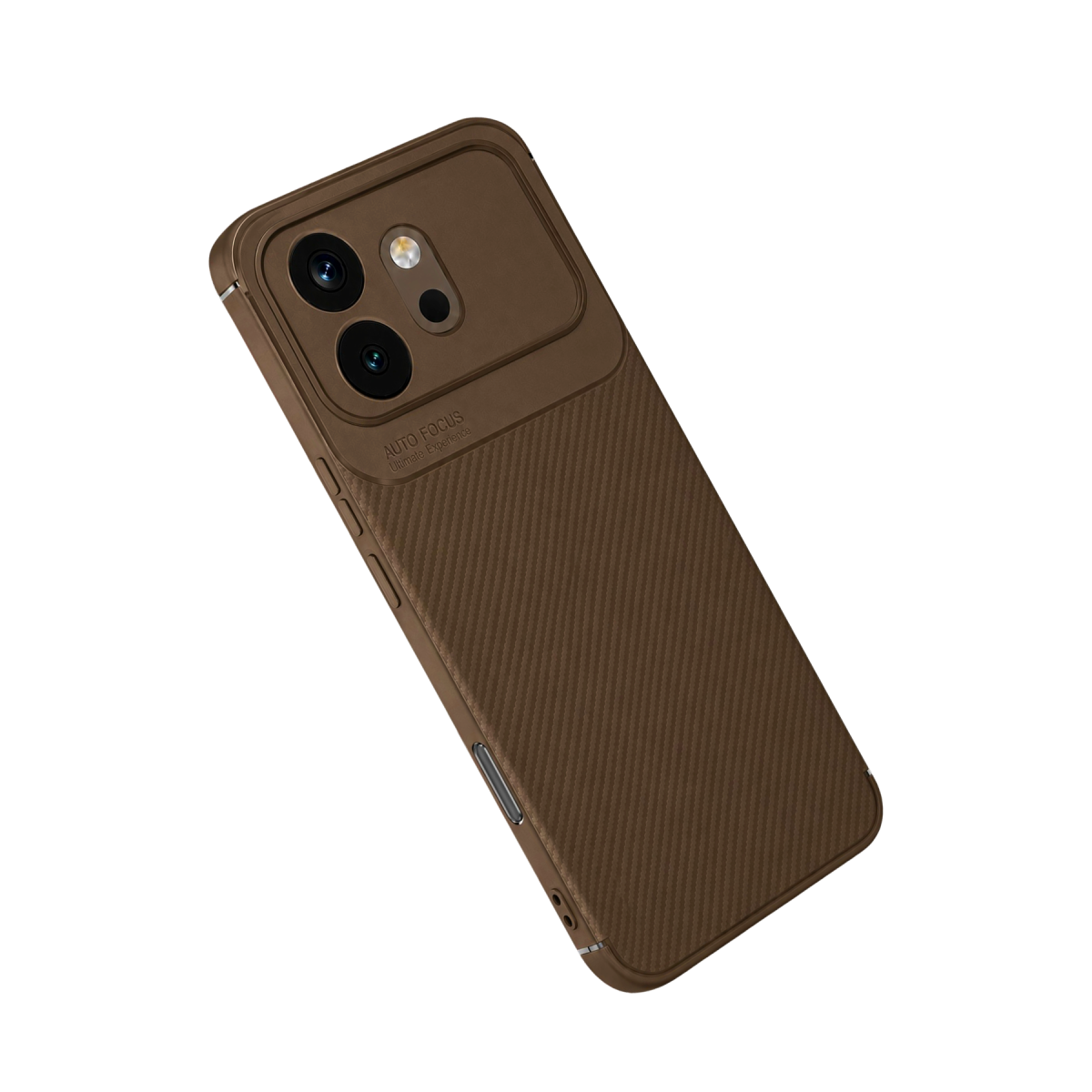 Huawei Honor 600 Auto Focus Karbon Kapak - Kahverengi