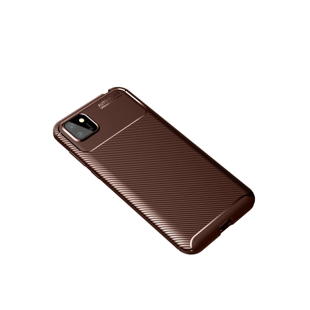Huawei Y5P Kılıf Auto Focus Karbon Kapak - Kahverengi