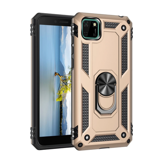Huawei Y5P Kılıf Sofya Yüzüklü Silikon Kapak - Gold