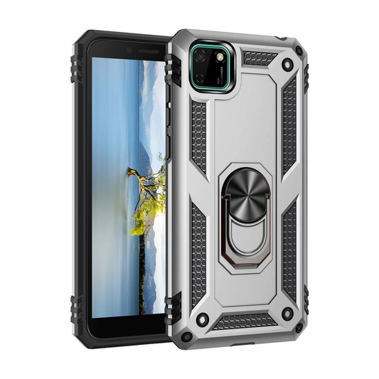 Huawei Y5P Kılıf Sofya Yüzüklü Silikon Kapak - Gümüş