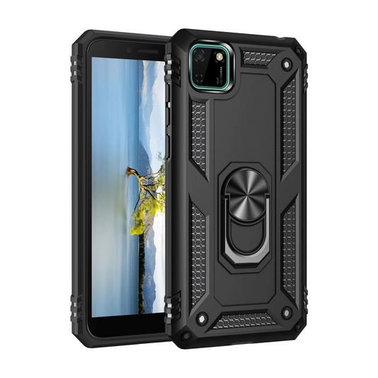 Huawei Y5P Kılıf Sofya Yüzüklü Silikon Kapak - Siyah