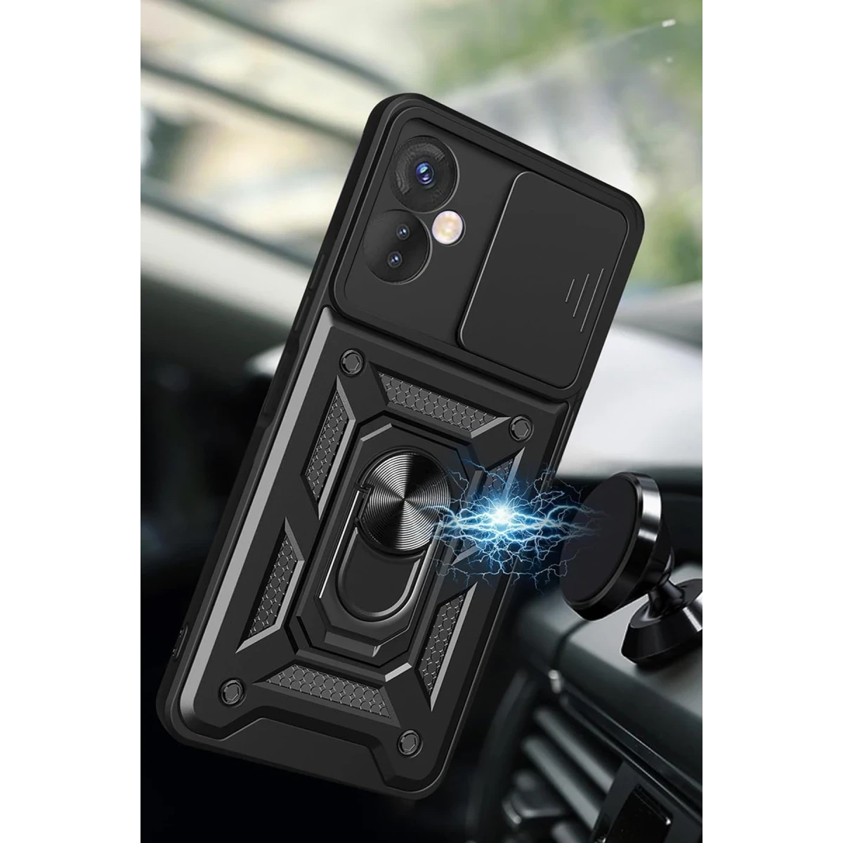 İnfinix Hot 30 4G Kılıf Pars Lens Yüzüklü Silikon - Yeşil
