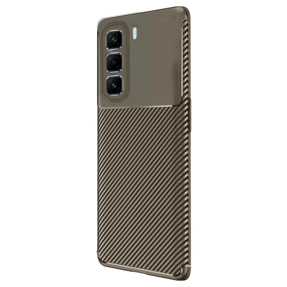 İnfinix Hot 50 4G Kılıf Auto Focus Karbon Kapak - Kahverengi