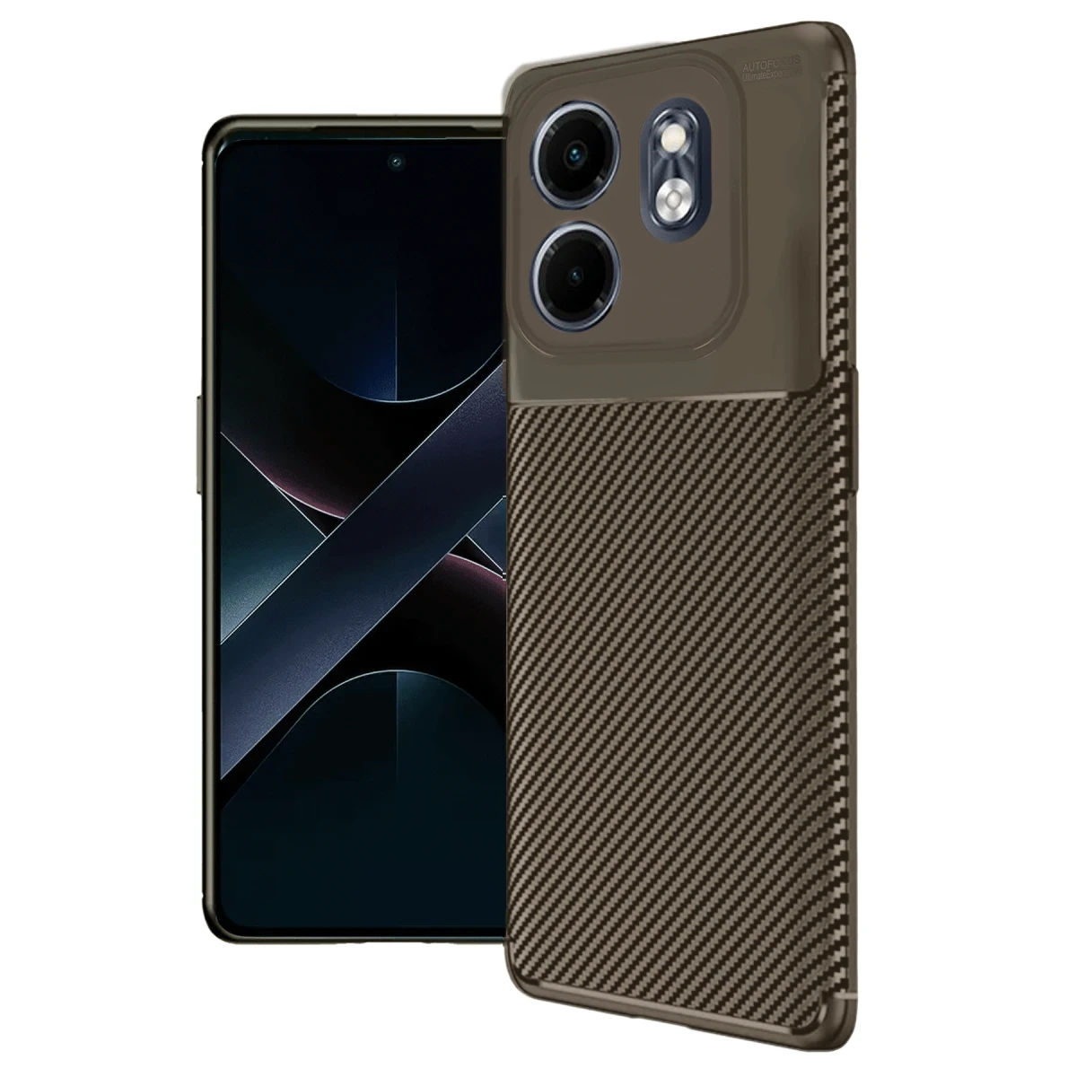 İnfinix Hot 50i 4G Kılıf Auto Focus Karbon Kapak - Kahverengi