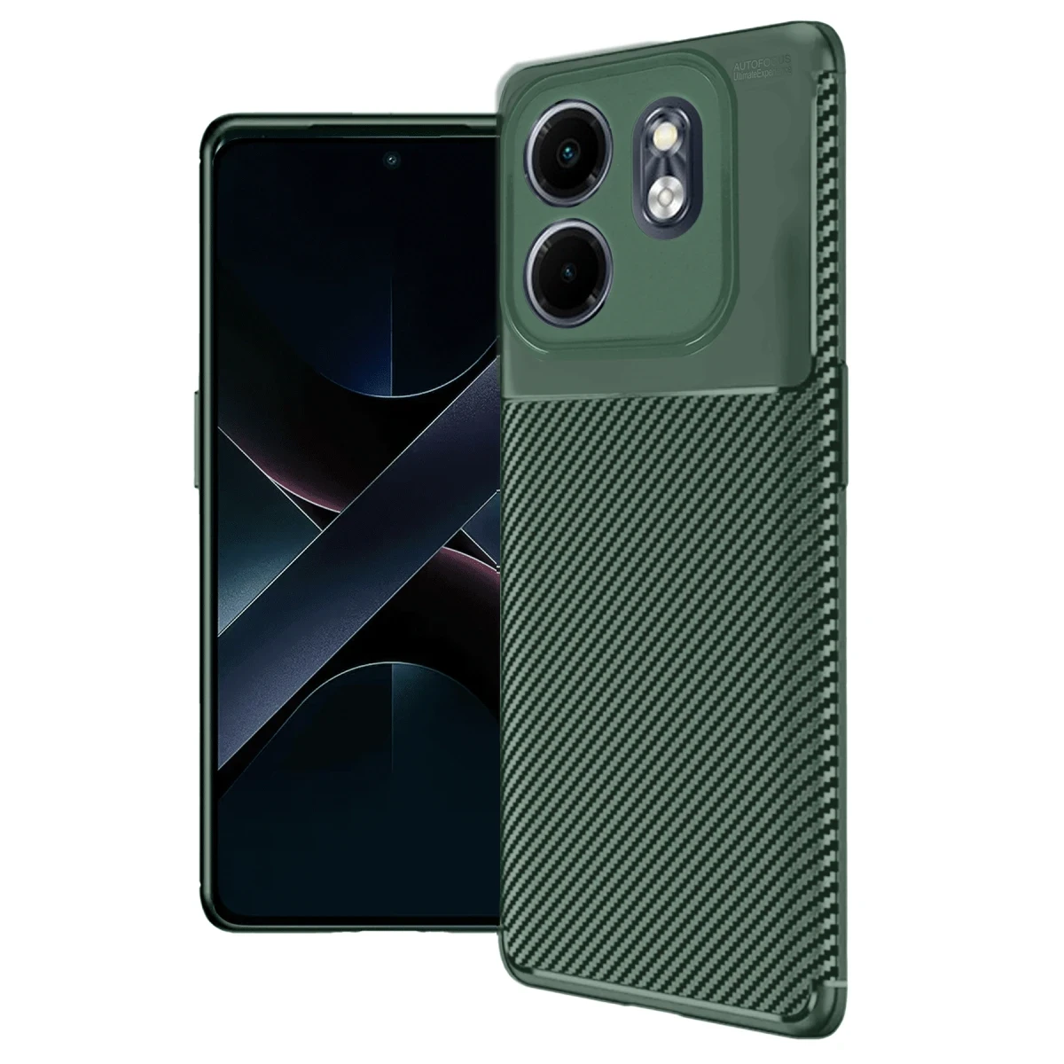 İnfinix Hot 50i 4G Kılıf Auto Focus Karbon Kapak - Koyu Yeşil