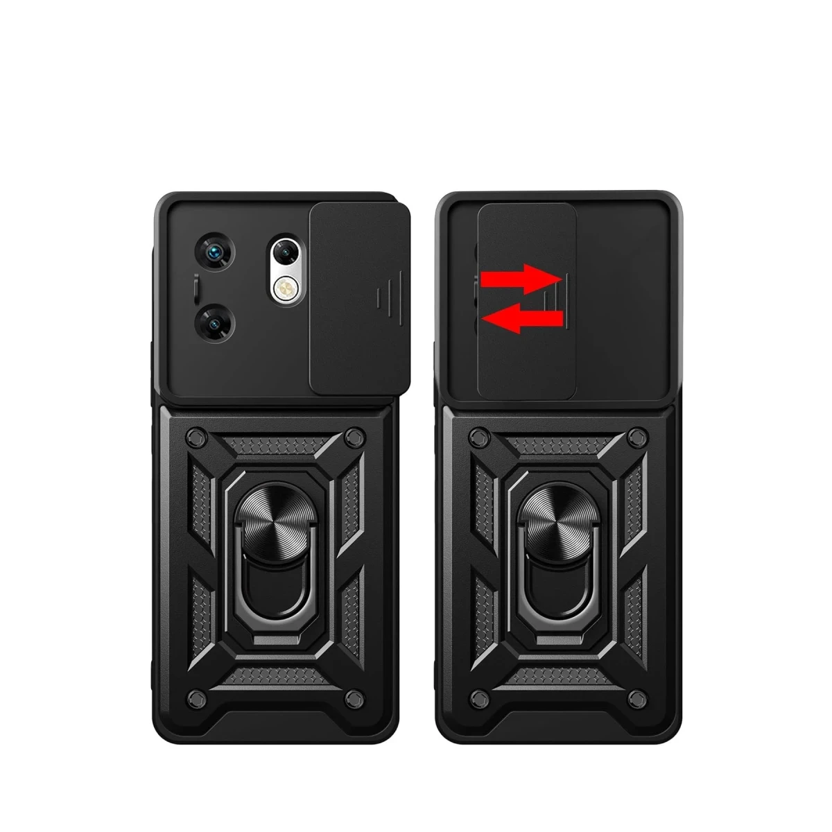 İnfinix Zero 30 4G Kılıf Pars Lens Yüzüklü Silikon - Kırmızı