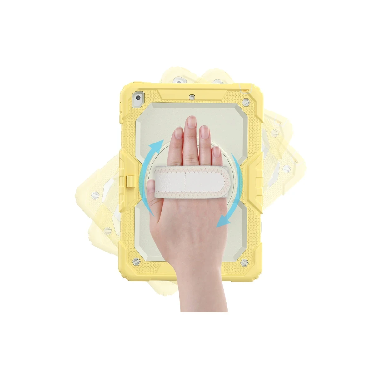 Apple iPad 10.2 (7.nesil) Kılıf Strap New Tablet Kapak - Sarı