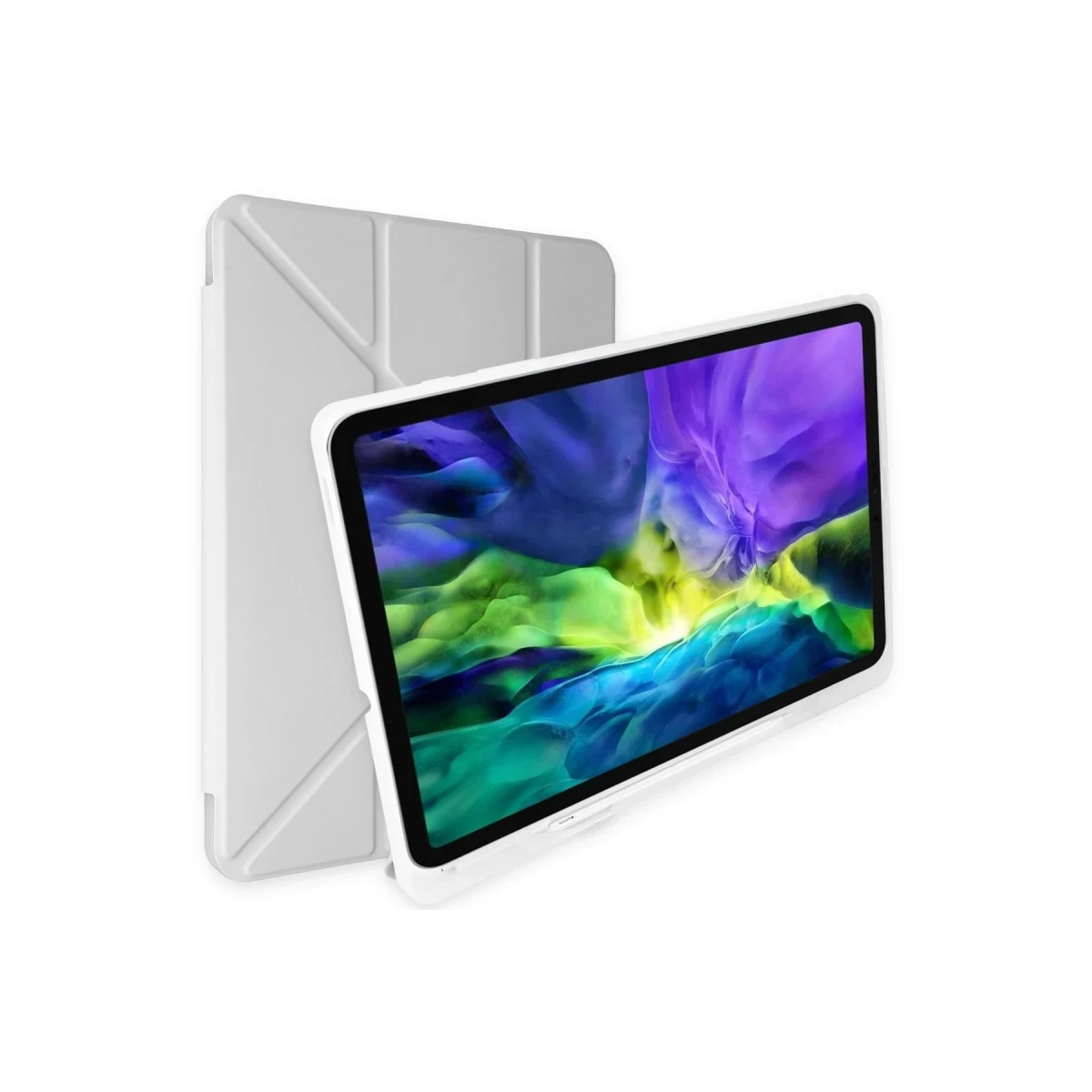 Apple iPad 10.2 (8.nesil) Kılıf Kalemlikli Mars Tablet Kılıfı - Gri