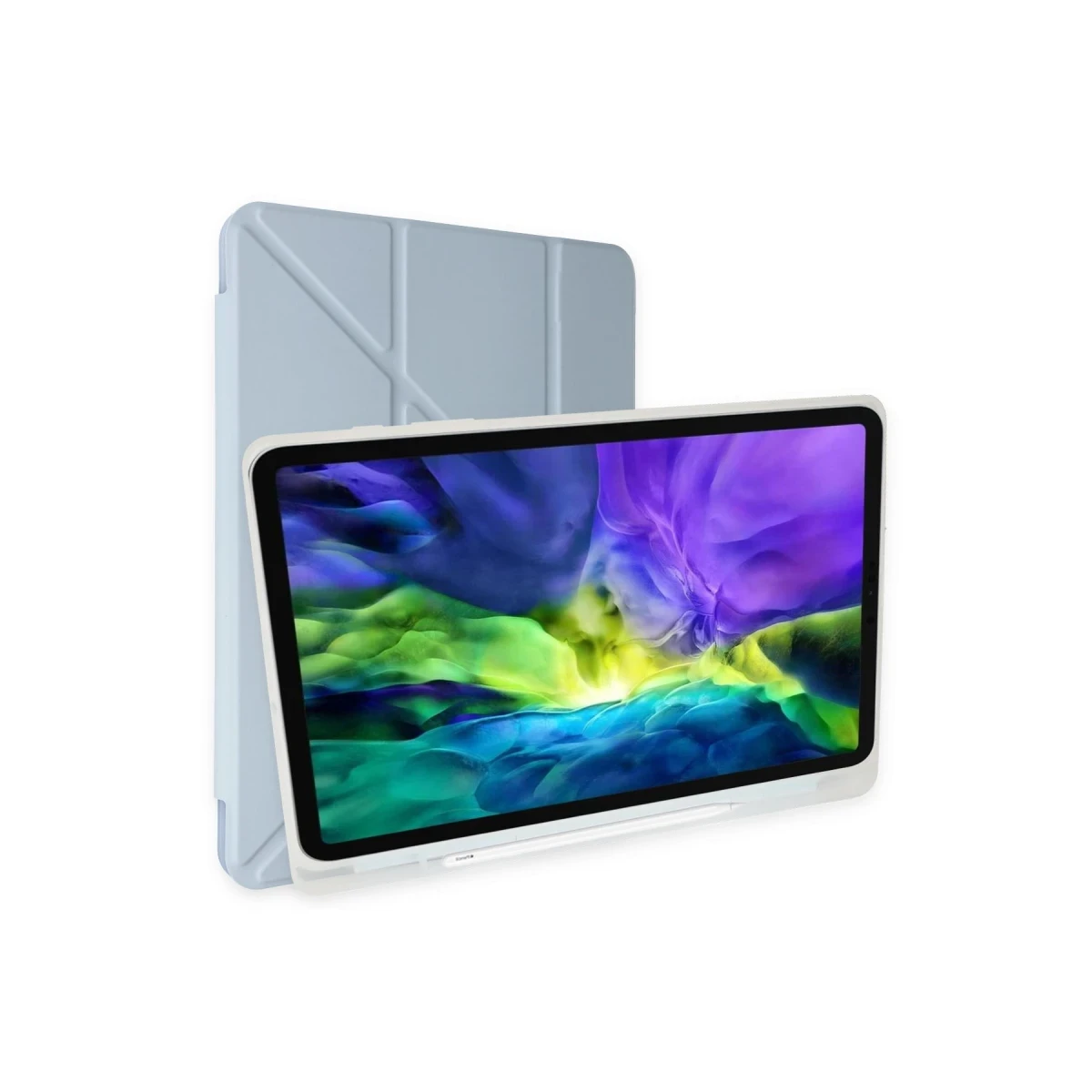 Apple iPad 10.2 (8.nesil) Kılıf Kalemlikli Mars Tablet Kılıfı - Mavi