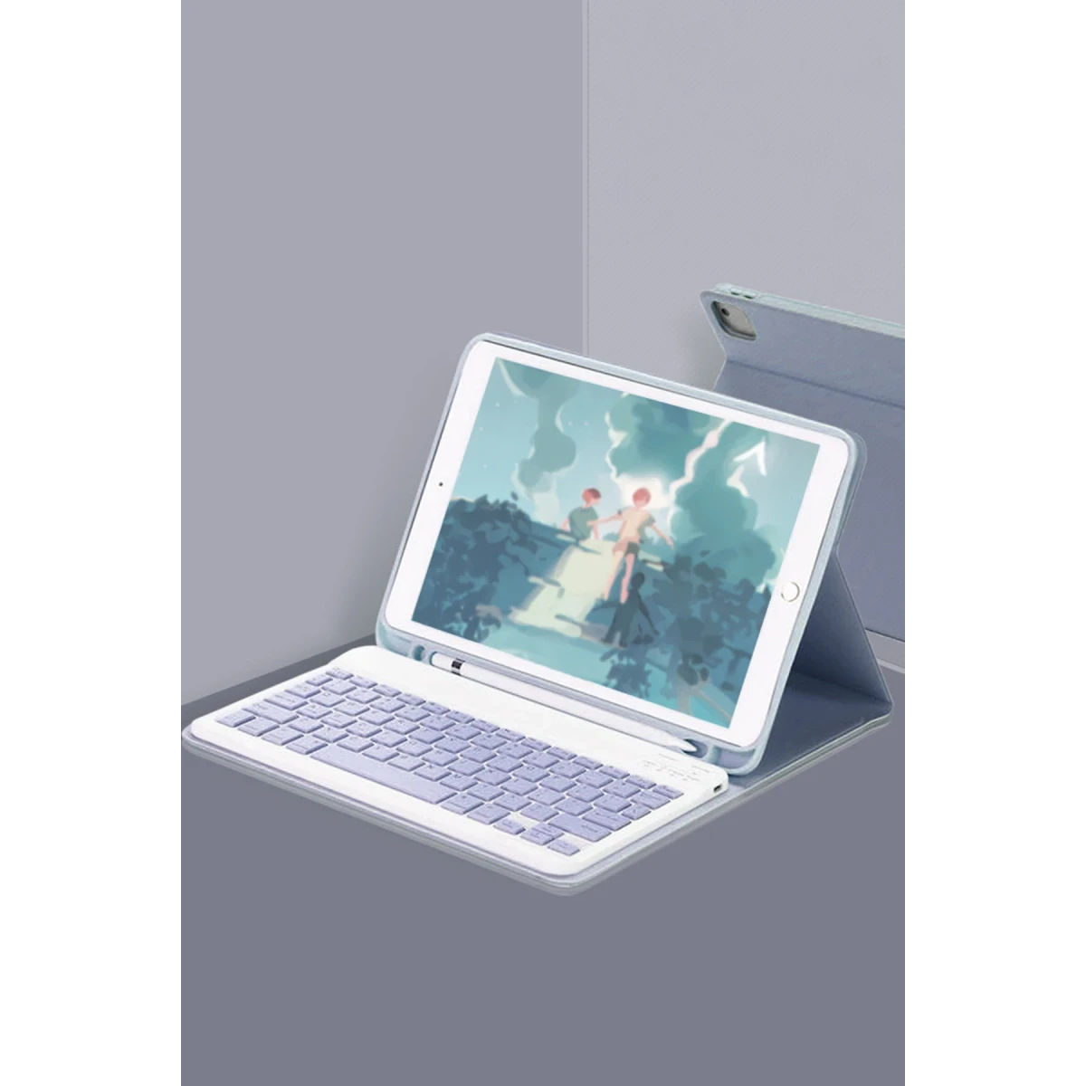 Apple iPad 10.2 (9.nesil) Kılıf KC01 Smart Klavyeli Tablet Kılıfı - Lacivert