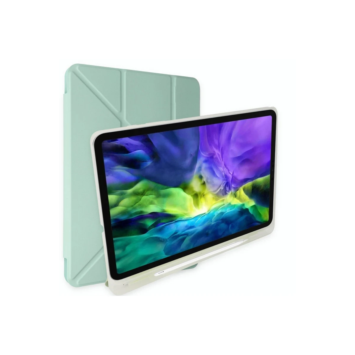 Apple iPad 2025 10.9 10.Nesil (A16) Kılıf Kalemlikli Mars Tablet Kılıfı - Açık Yeşil