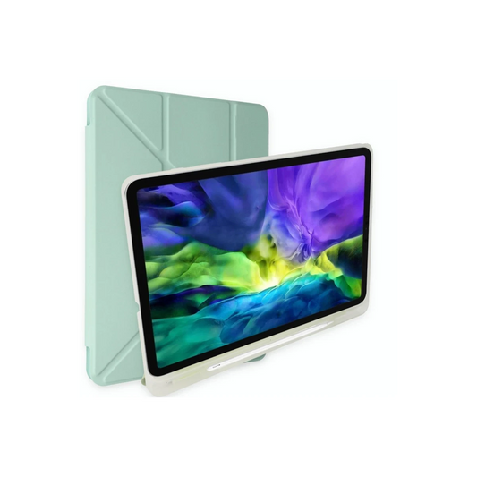 Apple iPad 2025 10.9 10.Nesil (A16) Kılıf Kalemlikli Mars Tablet Kılıfı - Açık Yeşil