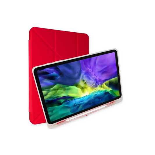 Apple iPad 2025 10.9 10.Nesil (A16) Kılıf Kalemlikli Mars Tablet Kılıfı - Kırmızı