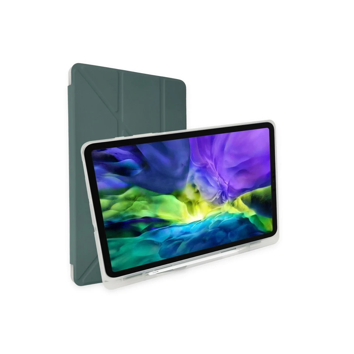 Apple iPad 2025 10.9 10.Nesil (A16) Kılıf Kalemlikli Mars Tablet Kılıfı - Koyu Yeşil