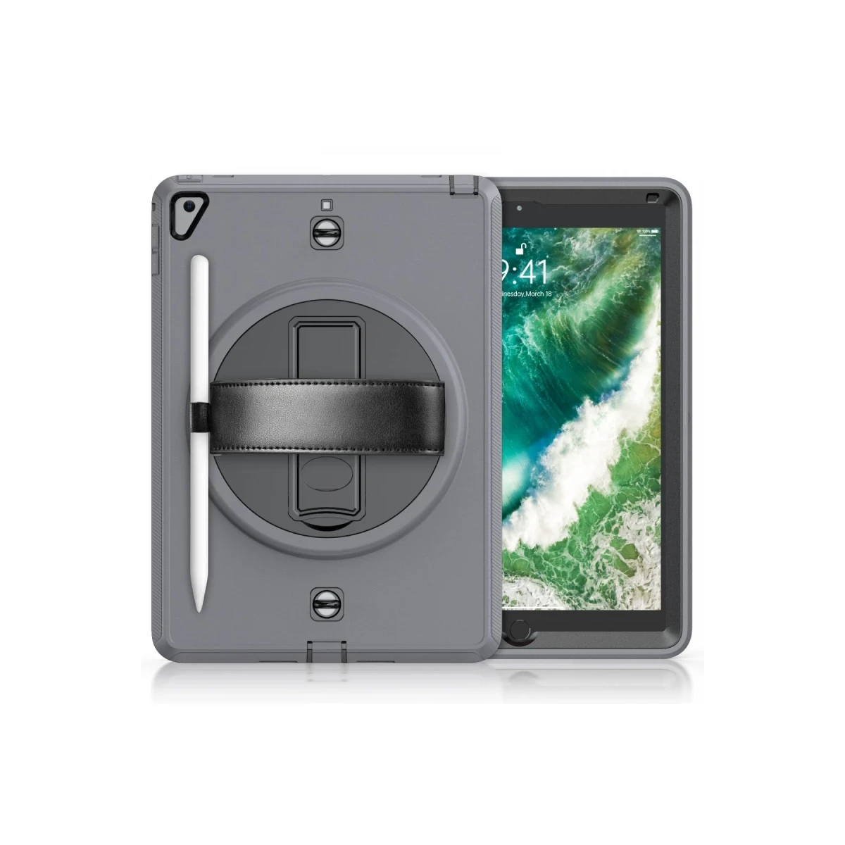 Apple iPad 5 Air 9.7 Kılıf Strap-C Otterbox Tablet Kapak - Gri