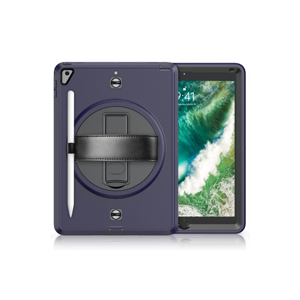 Apple iPad 5 Air 9.7 Kılıf Strap-C Otterbox Tablet Kapak - Lacivert