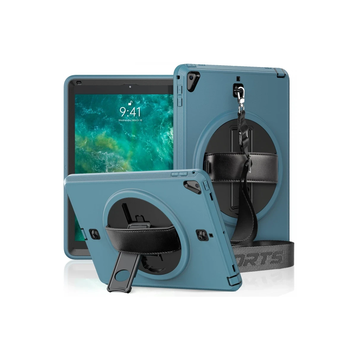 Apple iPad 5 Air 9.7 Kılıf Strap-C Otterbox Tablet Kapak - Mavi