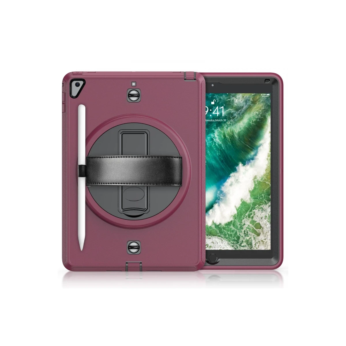 Apple iPad 5 Air 9.7 Kılıf Strap-C Otterbox Tablet Kapak - Mürdüm