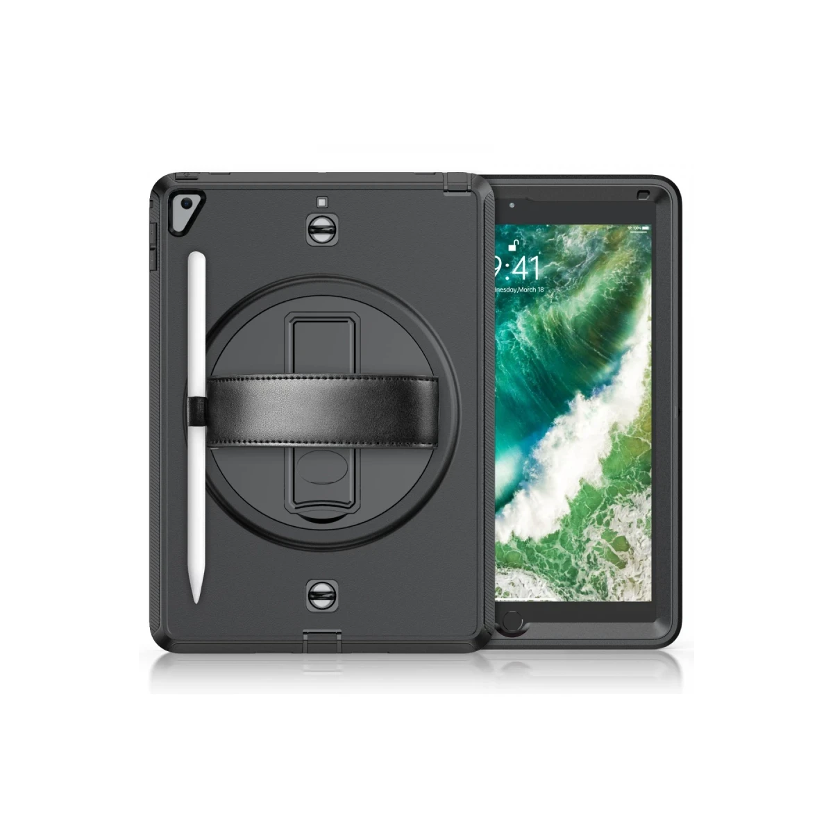 Apple iPad 5 Air 9.7 Kılıf Strap-C Otterbox Tablet Kapak - Siyah