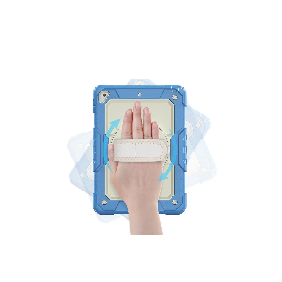 Apple iPad 5 Air 9.7 Kılıf Strap New Tablet Kapak - Mavi
