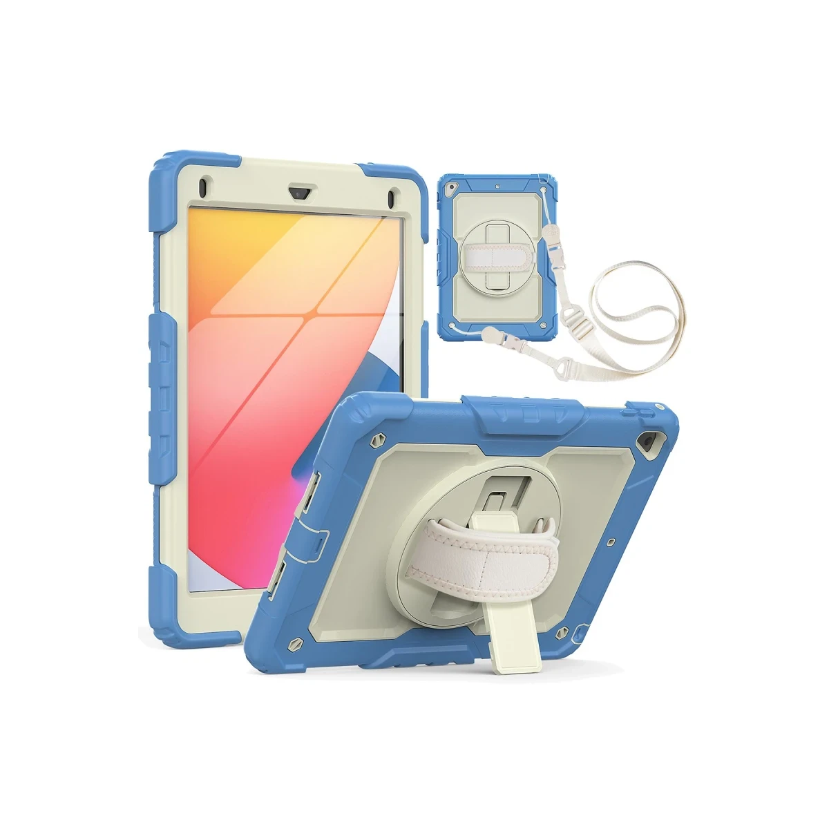 Apple iPad 5 Air 9.7 Kılıf Strap New Tablet Kapak - Mavi