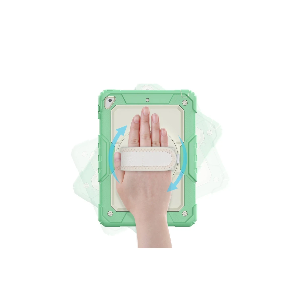 Apple iPad 5 Air 9.7 Kılıf Strap New Tablet Kapak - Yeşil