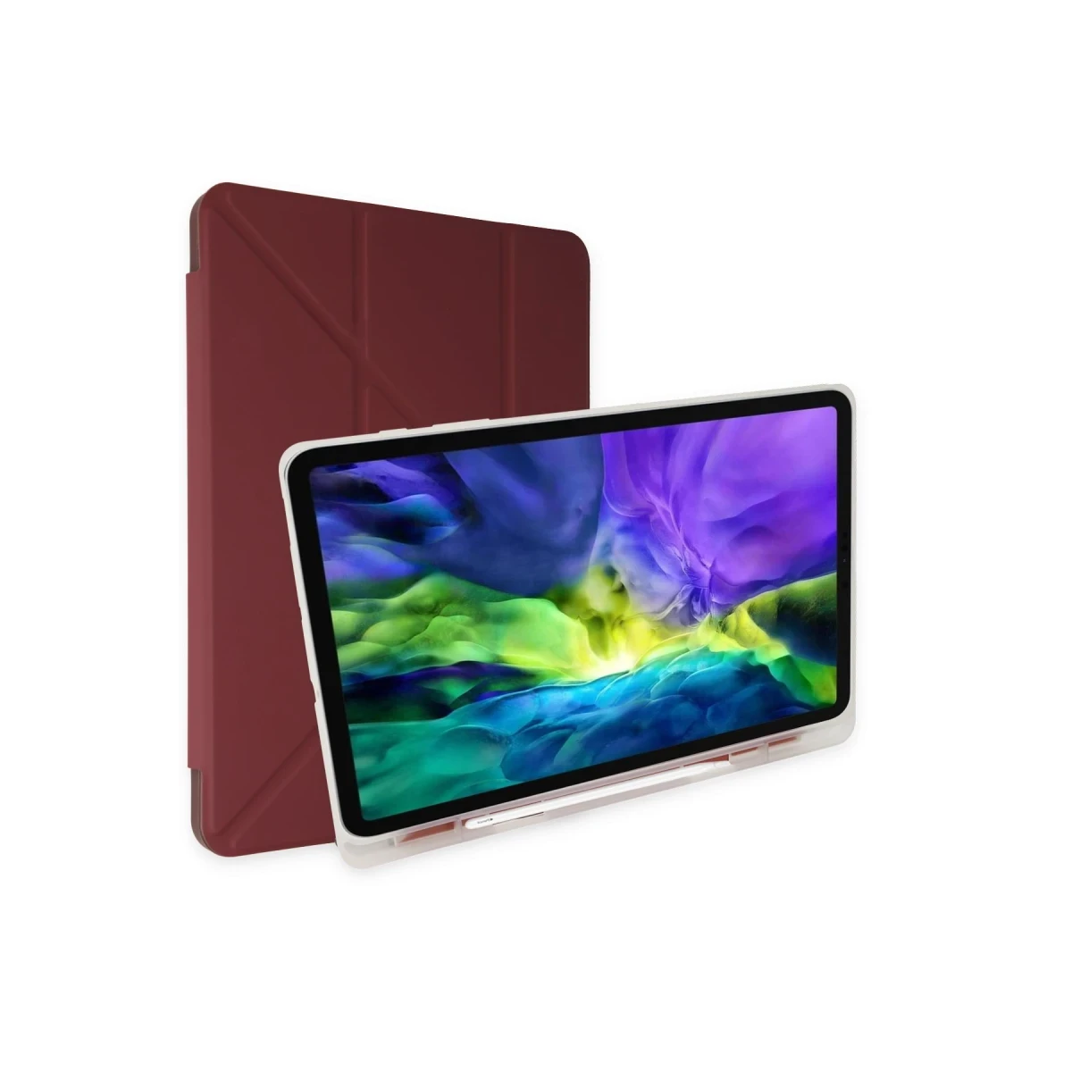 Apple iPad 9.7 (2018) Kılıf Kalemlikli Mars Tablet Kılıfı - Mürdüm
