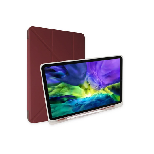 Apple iPad 9.7 (2018) Kılıf Kalemlikli Mars Tablet Kılıfı - Mürdüm