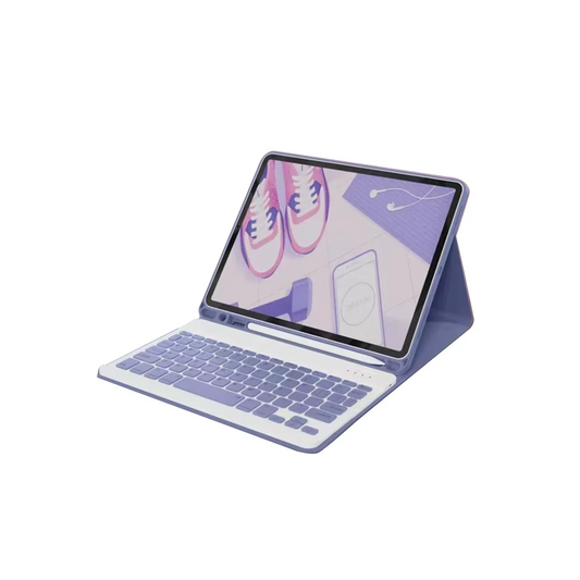 Apple iPad Air 11 (2024) Kılıf KC01 Smart Klavyeli Tablet Kılıfı - Derin Mor