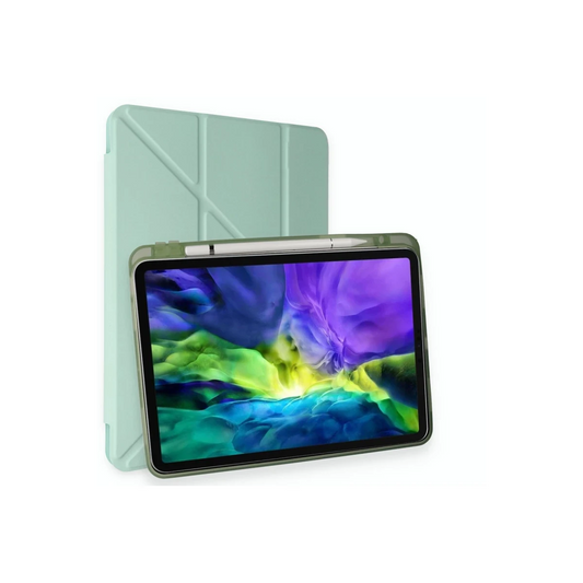 Apple iPad Air 4 10.9 Kılıf Kalemlikli Mars Tablet Kılıfı - Açık Yeşil