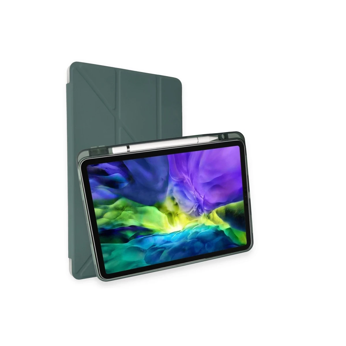 Apple iPad Air 4 10.9 Kılıf Kalemlikli Mars Tablet Kılıfı - Koyu Yeşil